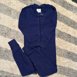 Hanna Andersson Navy Zip Front Footless One-Piece Pajama